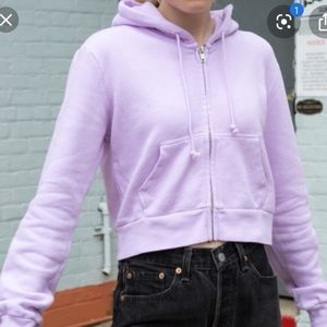 John Galt Crystal Cropped Hoodie in Lilac